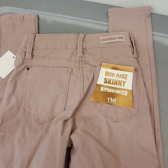 Ymi mid rise skinny hyper  stretch rosewood jeggings - Picture 3 of 4
